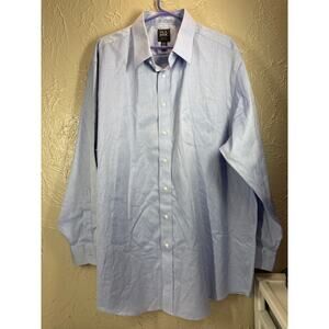 Jos A Banks Traveler Mens Cotton Blue Tailored Fit Dress Shirt Size 18.5 - 35